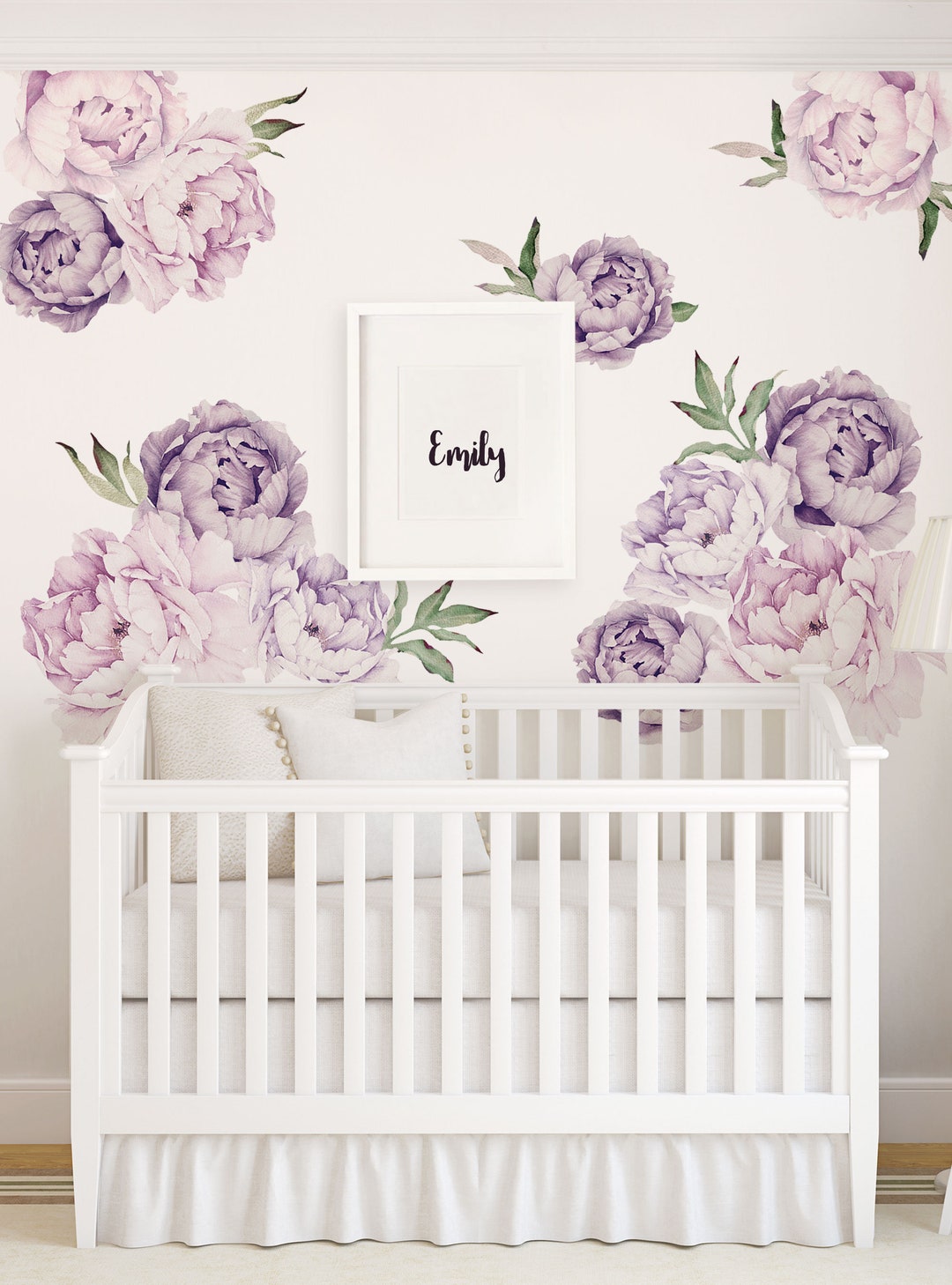 Watercolor Peony Wall Stickers: Lavender Purple Floral Decals (large ...