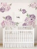 Peony Flowers Wall Sticker, Mixed Lavender Purple Watercolor Peony Wall Stickers - Peel and Stick Removable Stickers - LARGE SET 