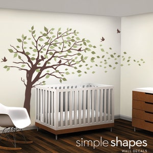 Vinyl Wall Art Decal Sticker - Blowing Leaves Tree - LARGE