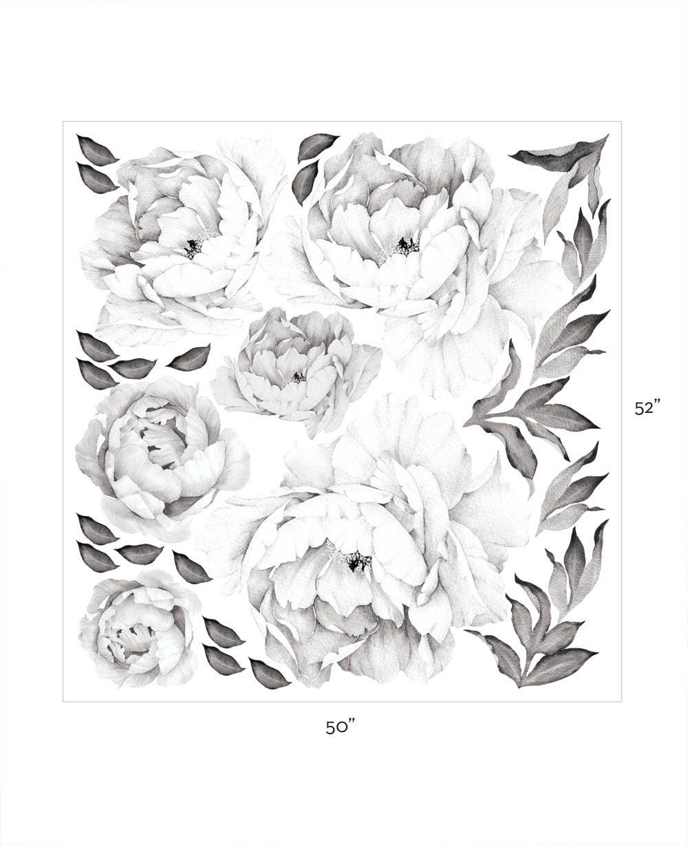 Fleurs De Printemps Stickers Muraux Aquarelle Noir Blanc - Temu