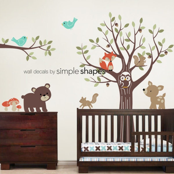 Tree with Forest Friends Decal Set - Kid's Nursery Room Wall Sticker