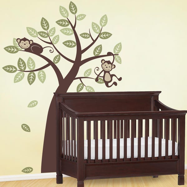 Árbol con monos - Vinilo decorativo para pared infantil
