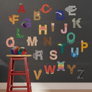 Alphabet Animals Wall Stickers, Peel and Stick ABC Nursery Decor - Etsy
