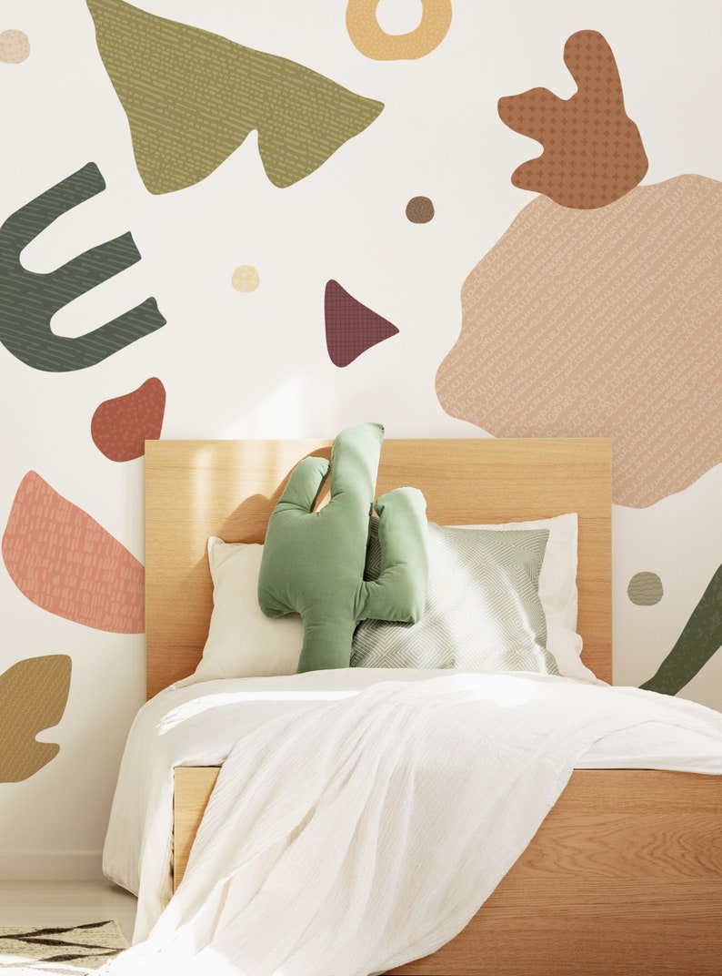 Abstract Organic Shapes, Earthy Peel and Stick Removable Wall Stickers zdjęcie 2