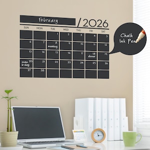 Chalkboard 2026 Calendar Wall Decal - Simple Shapes