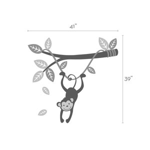 Monkey Hanging on a Branch Vine Kids Vinyl Wall Sticker Decal Set image 4