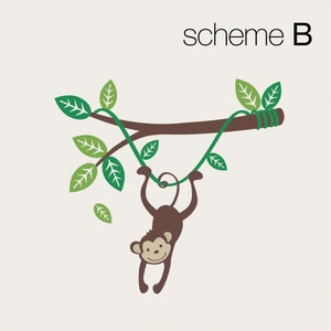 Monkey Hanging on a Branch Vine Kids Vinyl Wall Sticker Decal Set Scheme B