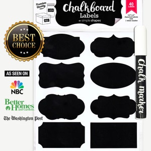 Wrapables Set of 36 Chalkboard Labels / Chalkboard Stickers with Chalk Marker for Organizing, Labeling, Gift Tags, Drink / Wine Markers, and Weddings