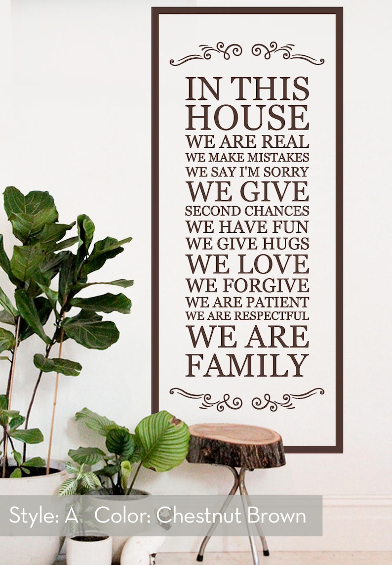 In This House Wall Decal House Rules Decal Vinyl Quote Decal Etsy