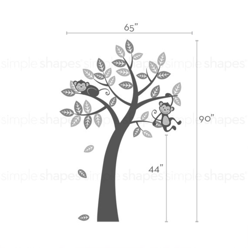 Arbre avec des singes Ensemble d'autocollants muraux en vinyle pour enfants image 4