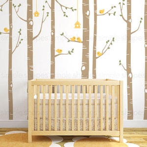 Birch Tree Wall Decal, Birch Tree Birds Wall Sticker Set, Baby Nursery Wall Decals, Nursery Wall Stickers, Girls Nursery, Boys Nursery