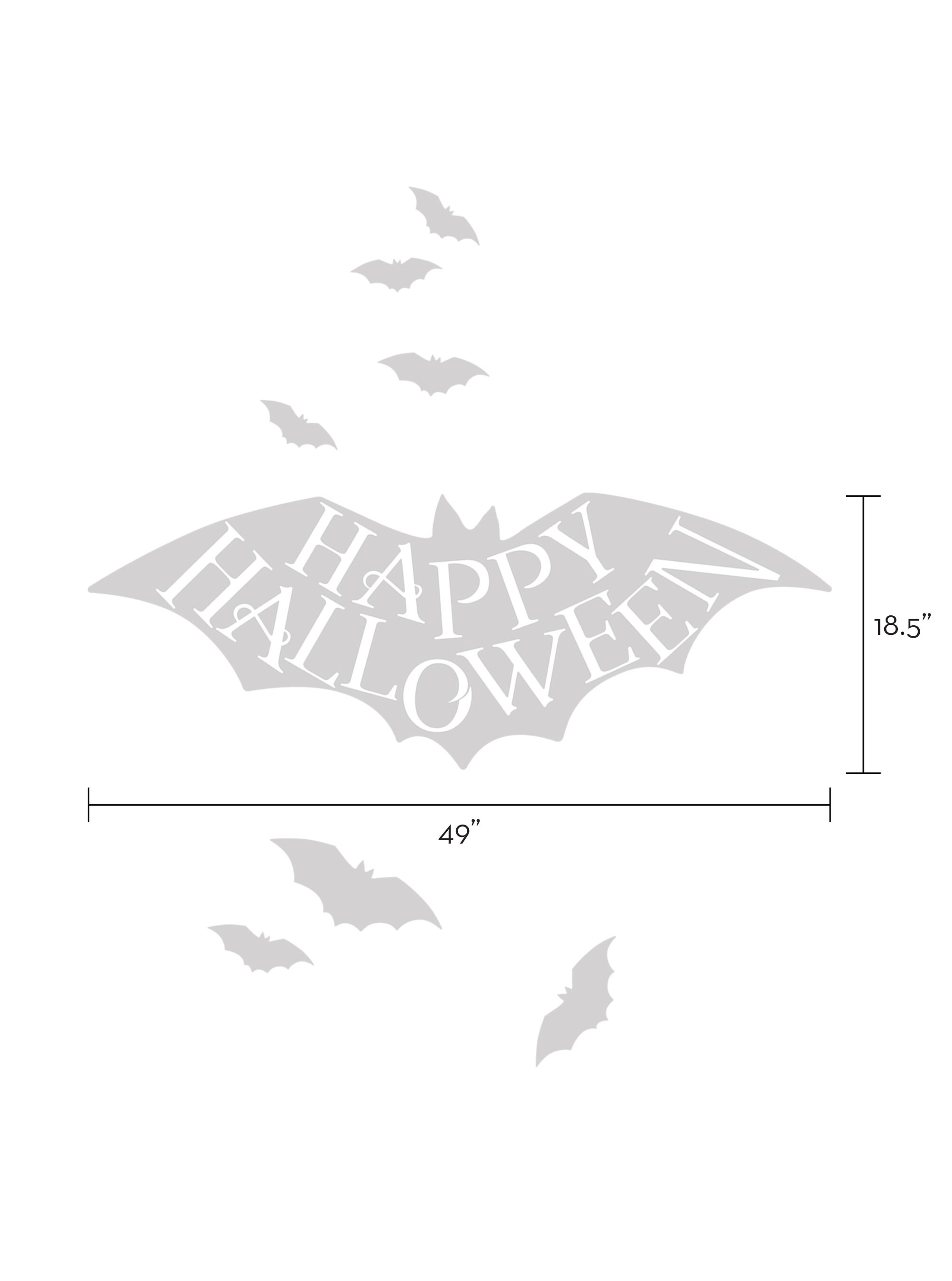 Ginger Ray Set D'Autocollants Muraux Halloween – 1 Bannière « Happy Halloween » + 12 Chauves-Souris, Déco Facile
