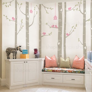 Birch Tree Decal,  Birds Wall Sticker Set, Baby Nursery Wall Decals, Nursery Wall Stickers, Girls Nursery, Boys Nursery W1113