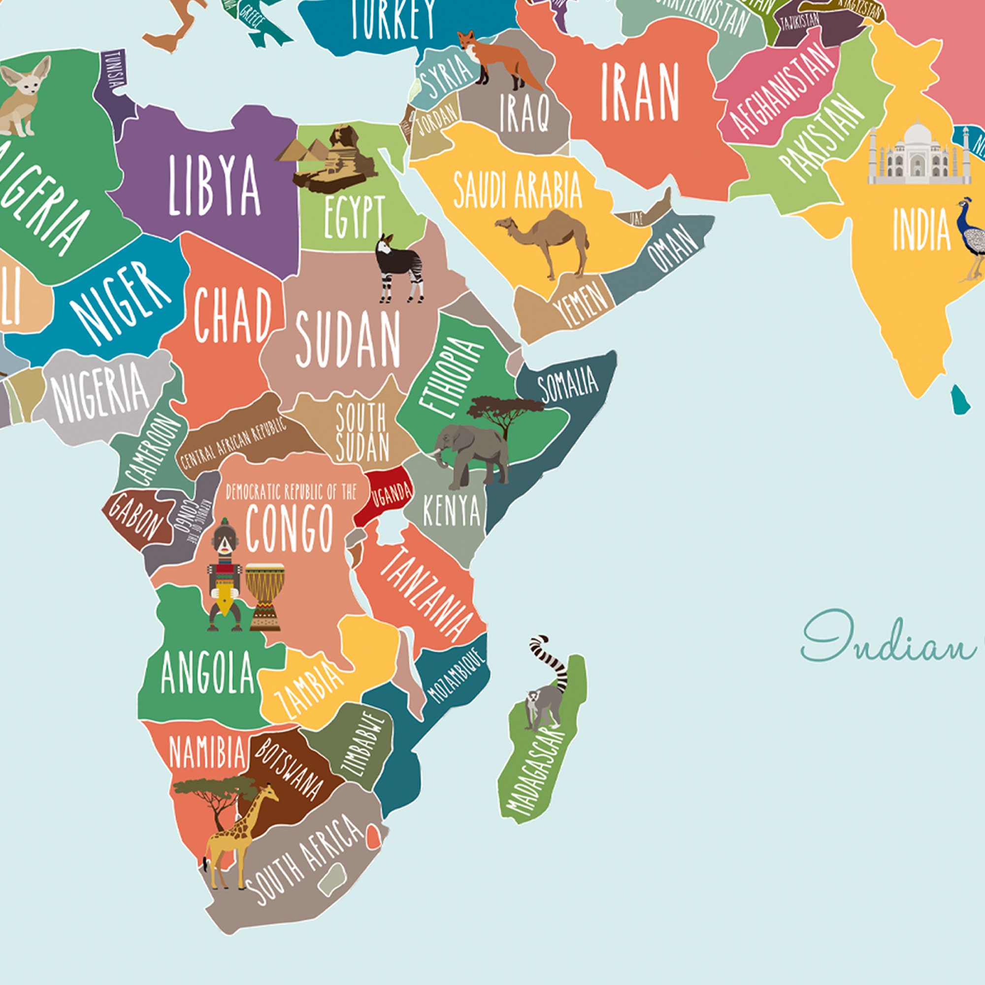 World Map Decal Countries of the World Map Kids Country Etsy