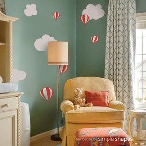 Hot air balloon with Clouds Decal Set Kids vinyl Wall Sticker image 1