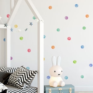 Watercolor Dots Wall Stickers, Rainbow, Irregular-Shaped Dots, Polka Dots, Dot Wall Stickers Peel and Stick Wall Stickers Kids Room Decor image 3