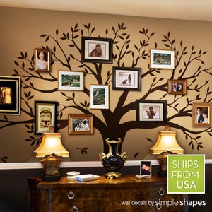 Wall decal, Family Tree Wall Decal Photo frame tree Decal Family Tree Wall Sticker Living Room Wall Decals wall graphic image 2