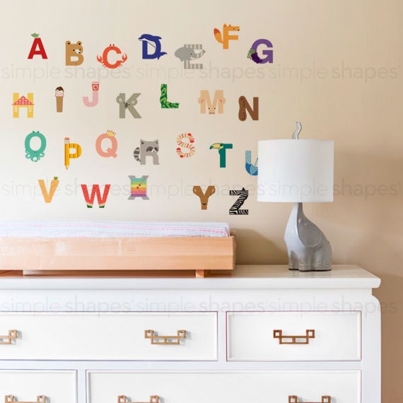 Nursery Alphabet, Alphabet Wall Decal, Colorful Alphabet Letter Decals,  Alphabet Nursery, Abc Wall Decals, ABC Sticker, Wall Letters Sticker 