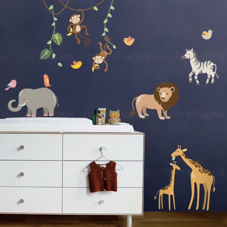 Jungle Animals Peel and Stick Wall Stickers Etsy