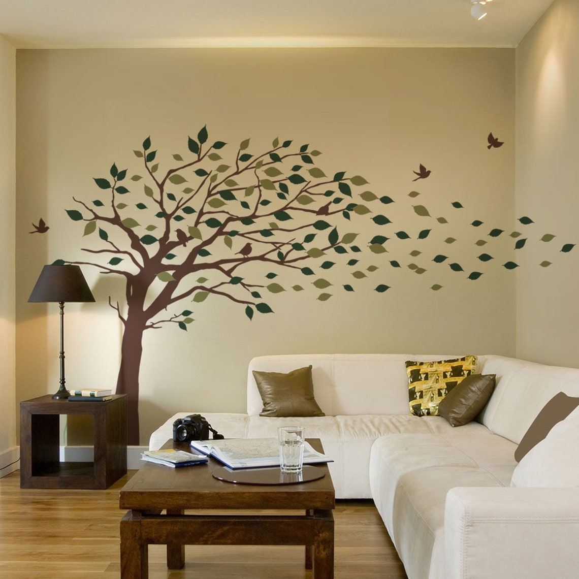 Wall Decals Tree wall decal Elegant Style Blowing Leaves Tree Etsy