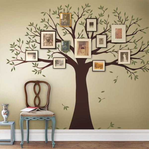 Sticker mural arbre généalogique : Sticker vinyle arbre photo bicolore