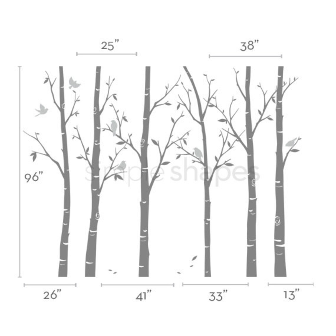 Thin Birch Tree Wall Decals Sticker Set Etsy