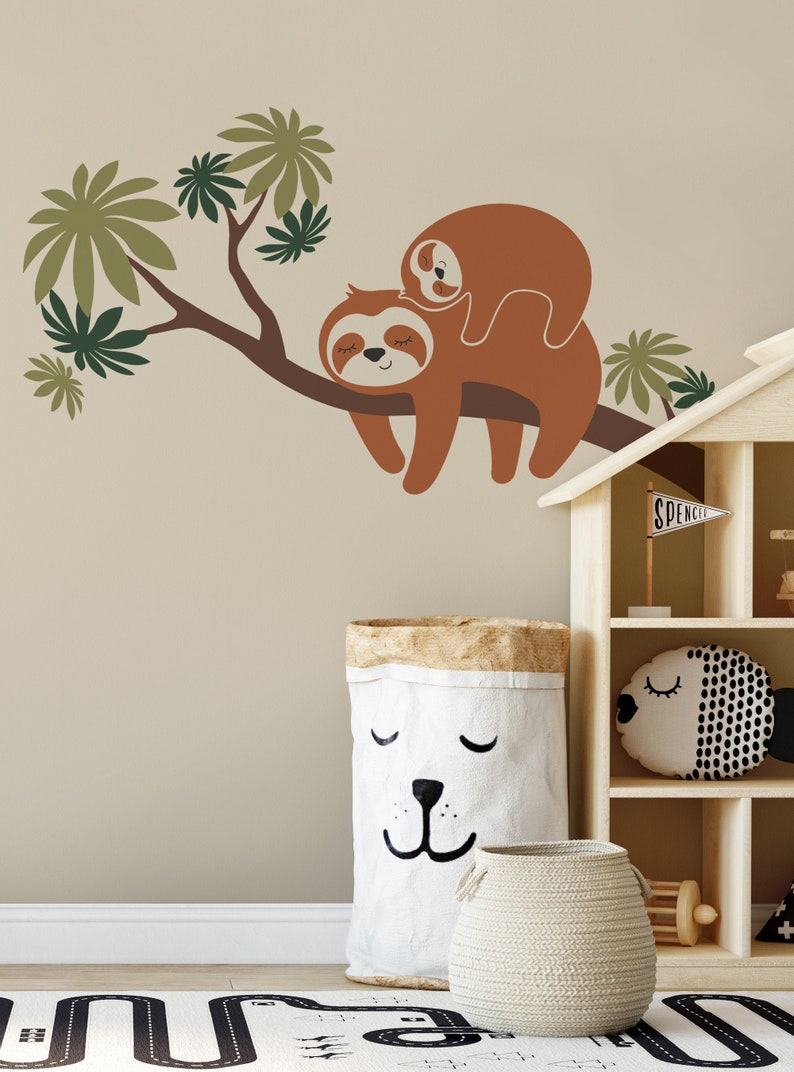 Sloths on A Tree Branch Wall Decals Crib Wall Decals Baby