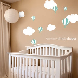 Hot air balloon with Clouds Decal Set Kids vinyl Wall Sticker image 2