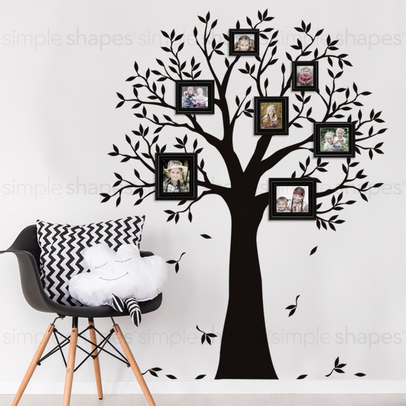 Narrow Family Tree Decal Photo Frame Tree Decal Tree Wall Etsy
