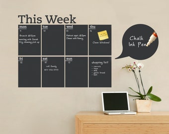 Weekly Planner Chalkboard Calendar - Modern Vinyl Wall Decal