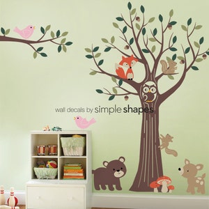 Tree with Forest Friends Decal Set Kid's Nursery Room Wall Sticker image 1