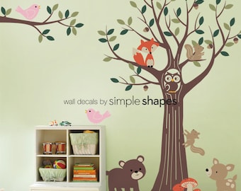 Tree with Forest Friends Decal Set - Kid's Nursery Room Wall Sticker