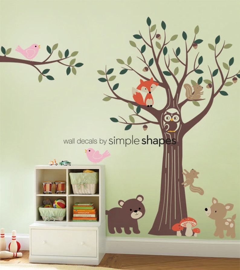 Tree with Forest Friends Decal Set Kid's Nursery Room Wall Sticker image 1