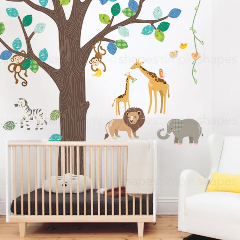 Jungle Animals Peel and Stick Wall Stickers Etsy