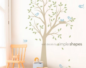 THE ORIGINAL Tree with Birds and Nest Decal - Children's Vinyl Wall Decal Set