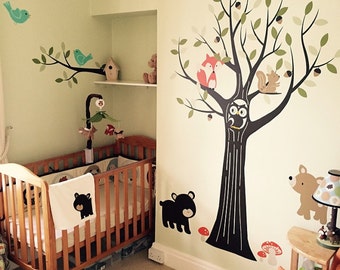 Woodland Nursery, Woodland animals,  Wall Decals Nursery, Tree Wall Decal, Nursery Decor, Owl Nursery Decor, Tree Wall Decal