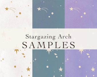 Stargazing Arch Wall Sticker Sample, 8x11 Peel and Stick Swatch with All 3 Colors, Celestial Star Pattern Test Piece