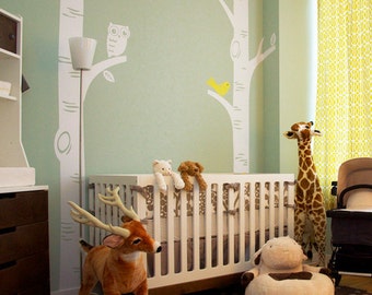 Birch Tree with Owl and Birds Decal - featured on Project Nursery W1049