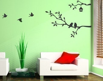 Cute Birds and Branches Decal - Vinyl Wall Sticker - MED