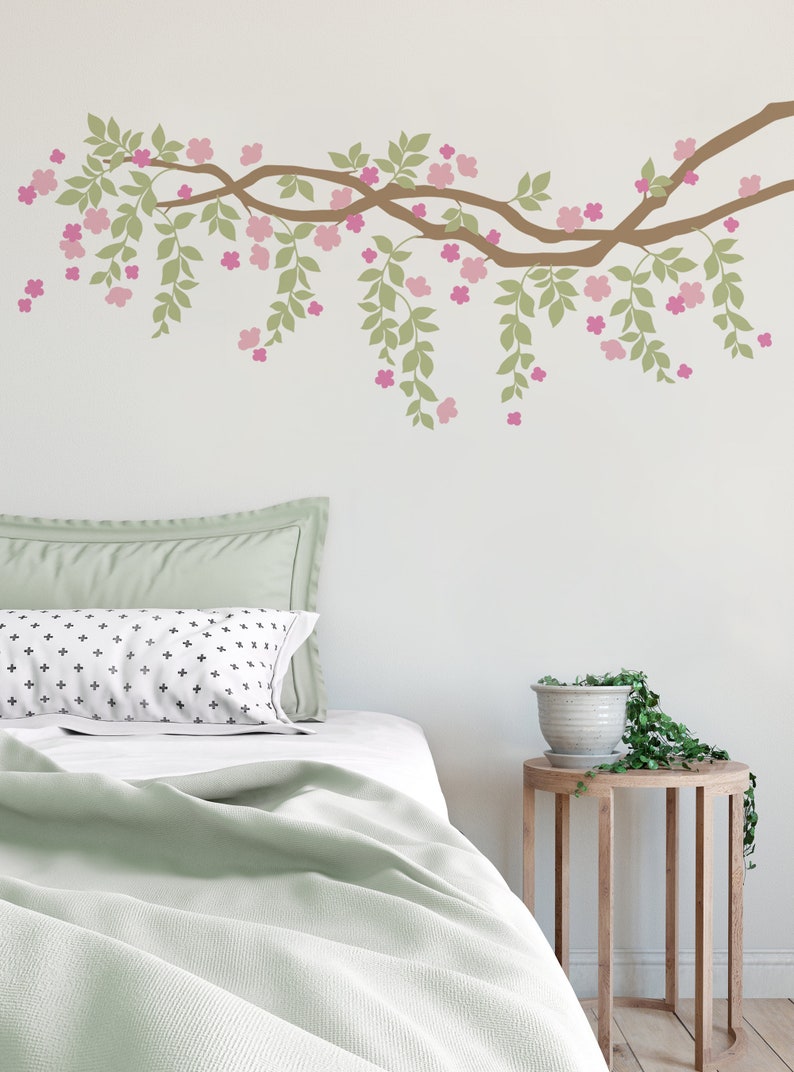 Cherry Blossom Branch Vines Decal Nursery Wall Decal Etsy