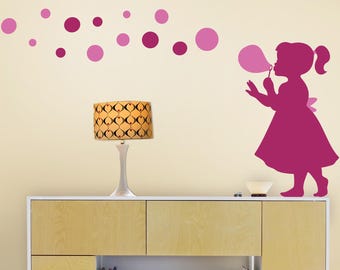 Sticker Bubble Girl - vinylmuursticker voor kinderen