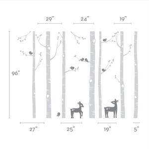 Birch Tree Wall Decal, Birch Trees, Birch Trees Vinyl, Birch Forest with Deer and Birds for Birch Nursery, Kids or Childrens Room W1114 image 7