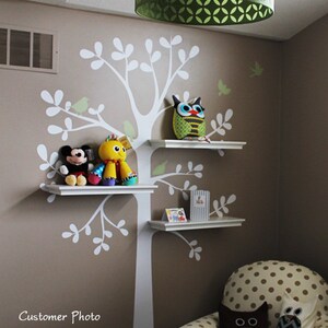 The ORIGINAL Shelving Tree with Birds LARGE Kids Vinyl Wall Sticker Decal Art Scheme A