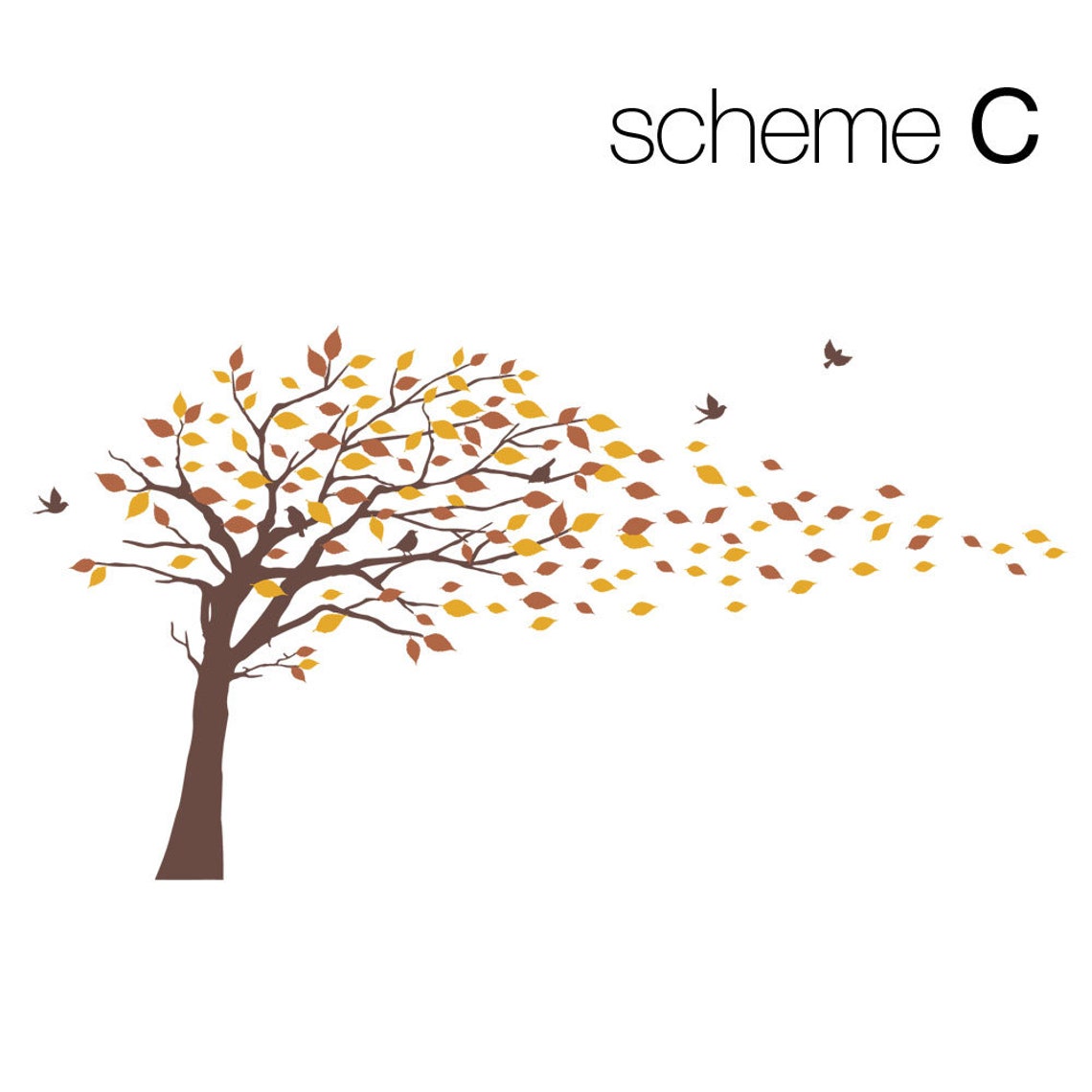Vinyl Wall Art Decal Sticker - Blowing Leaves Tree - LARGE - Etsy