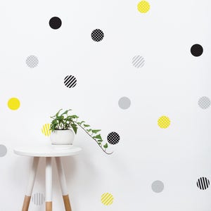 Mixed Dots Wall Stickers, Patterned Dots, Polka Dots, Stripes Wall Stickers - Peel and Stick Wall Stickers Kids Room Decor