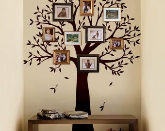 Narrow Family Tree Wall Decal: Photo Frame Tree Sticker