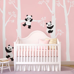 Tree with Pandas Wall Decal, Panda Wall Decal, Panda Tree for Baby Nursery, Kids or Children Room Decals image 2