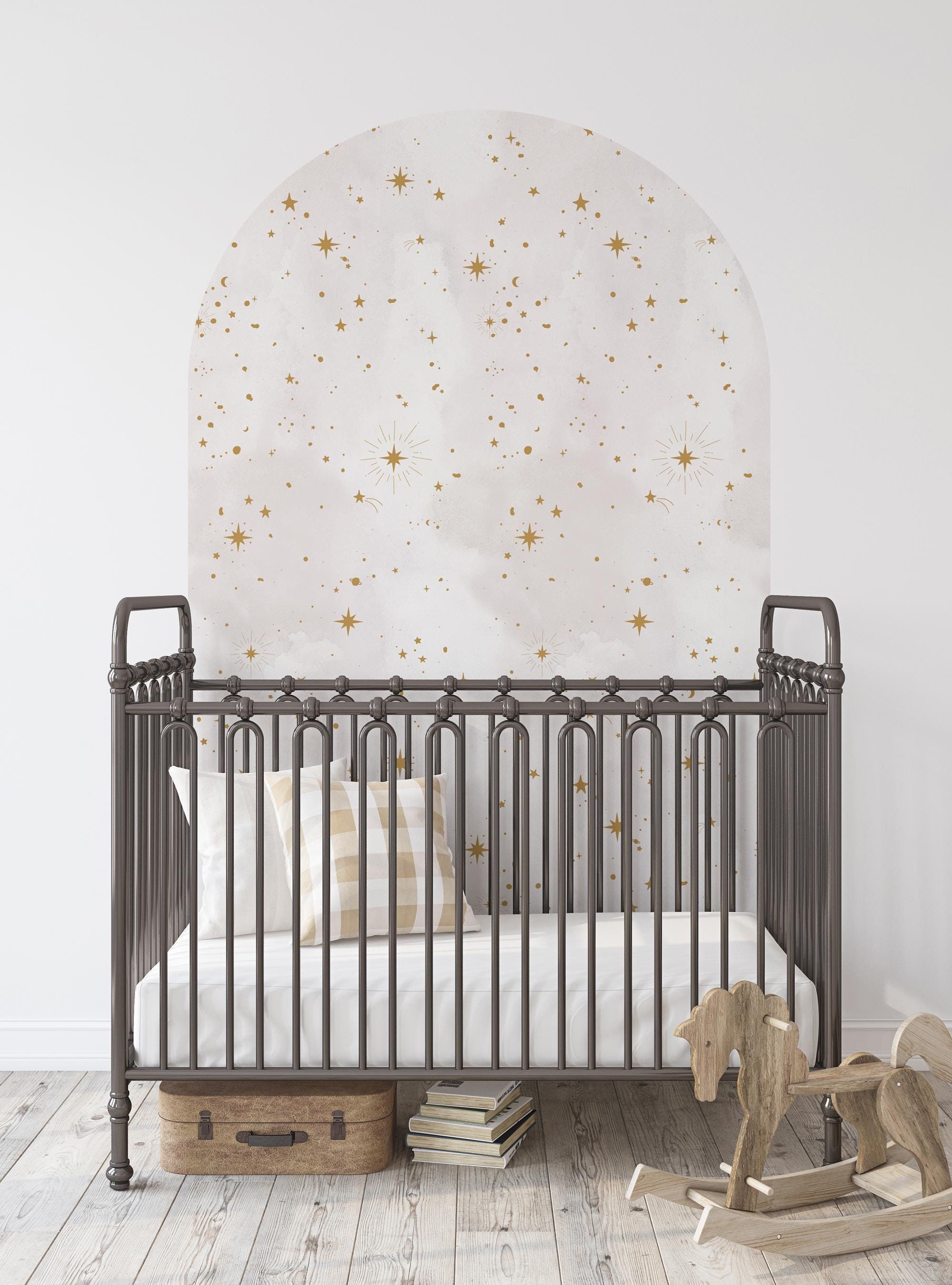 Stargazing Arch Wall Sticker, Off White Gold - Peel and Stick