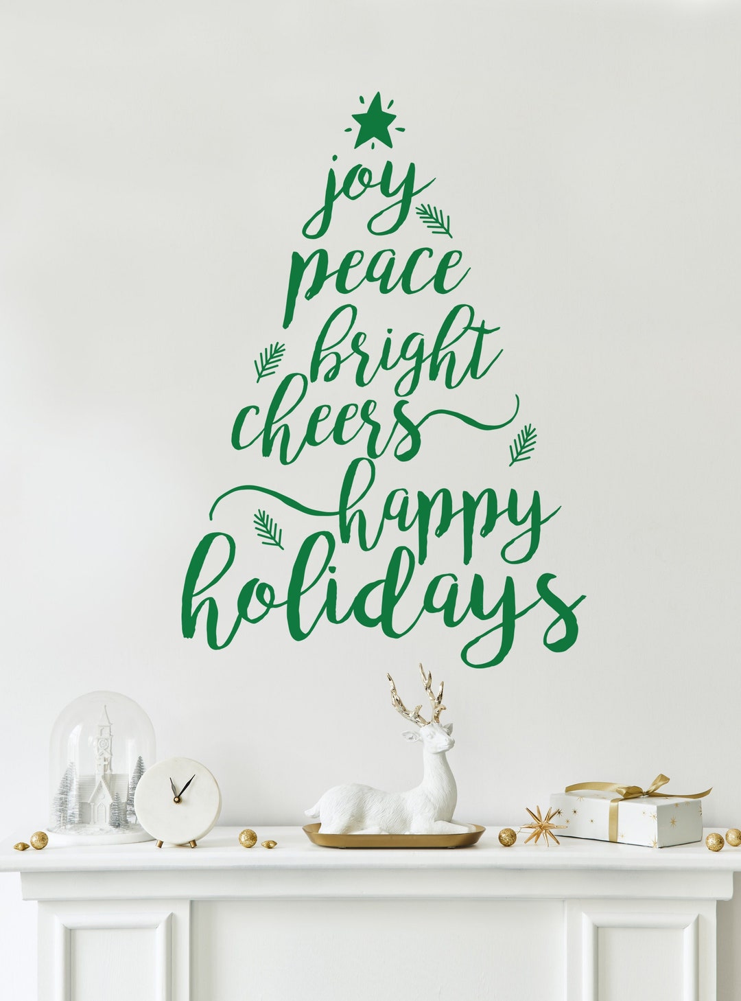 Holiday Christmas Tree - Happy Holidays - Words Decal - Etsy