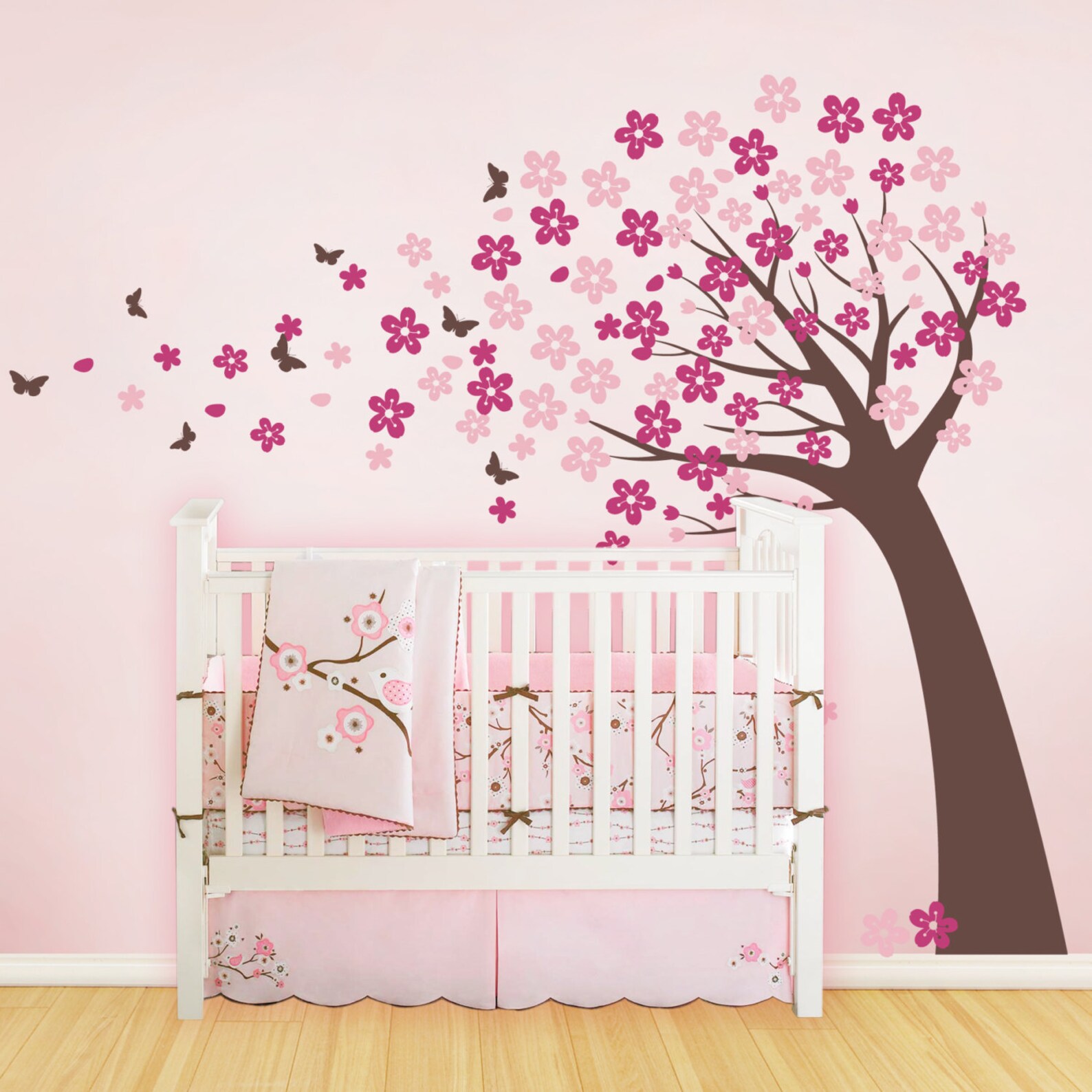 Cherry Blossom Tree With Butterflies Vinyl Wall Decals Etsy